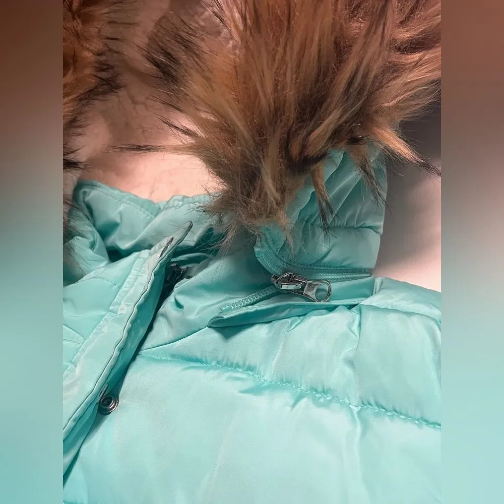 Justice Girls Mint Green Puffer Winter Jacket Coat 16/18